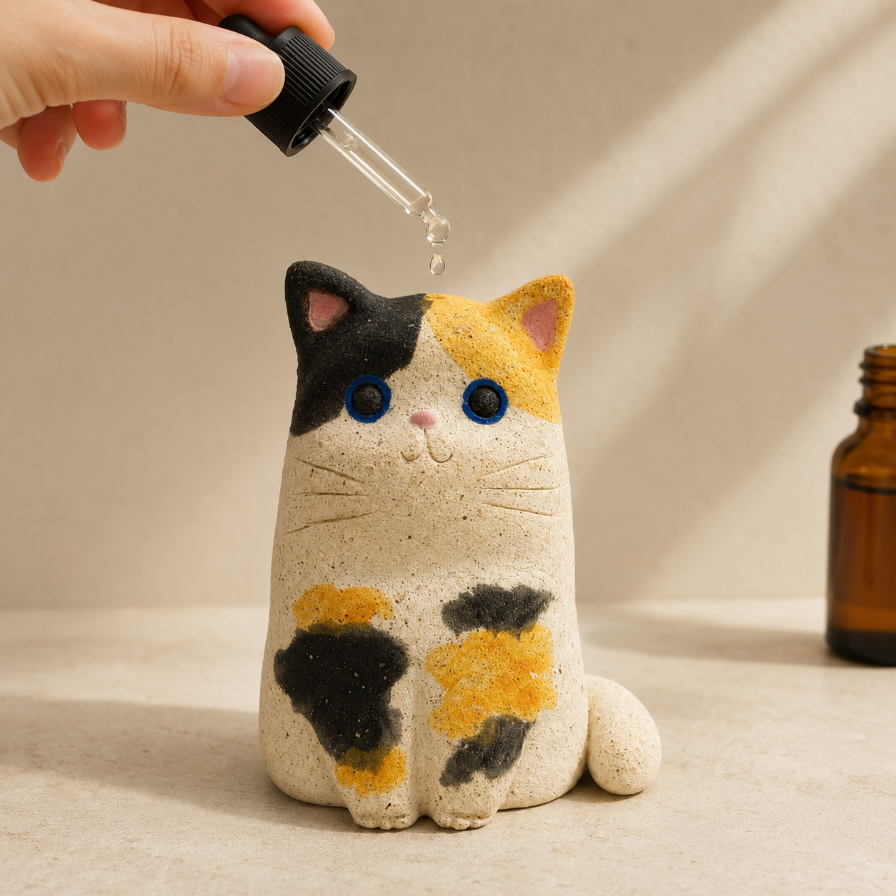 MuMuLush Handmade Sweet Calico Cat Ceramic Aroma Stone Diffuser MuMuLush