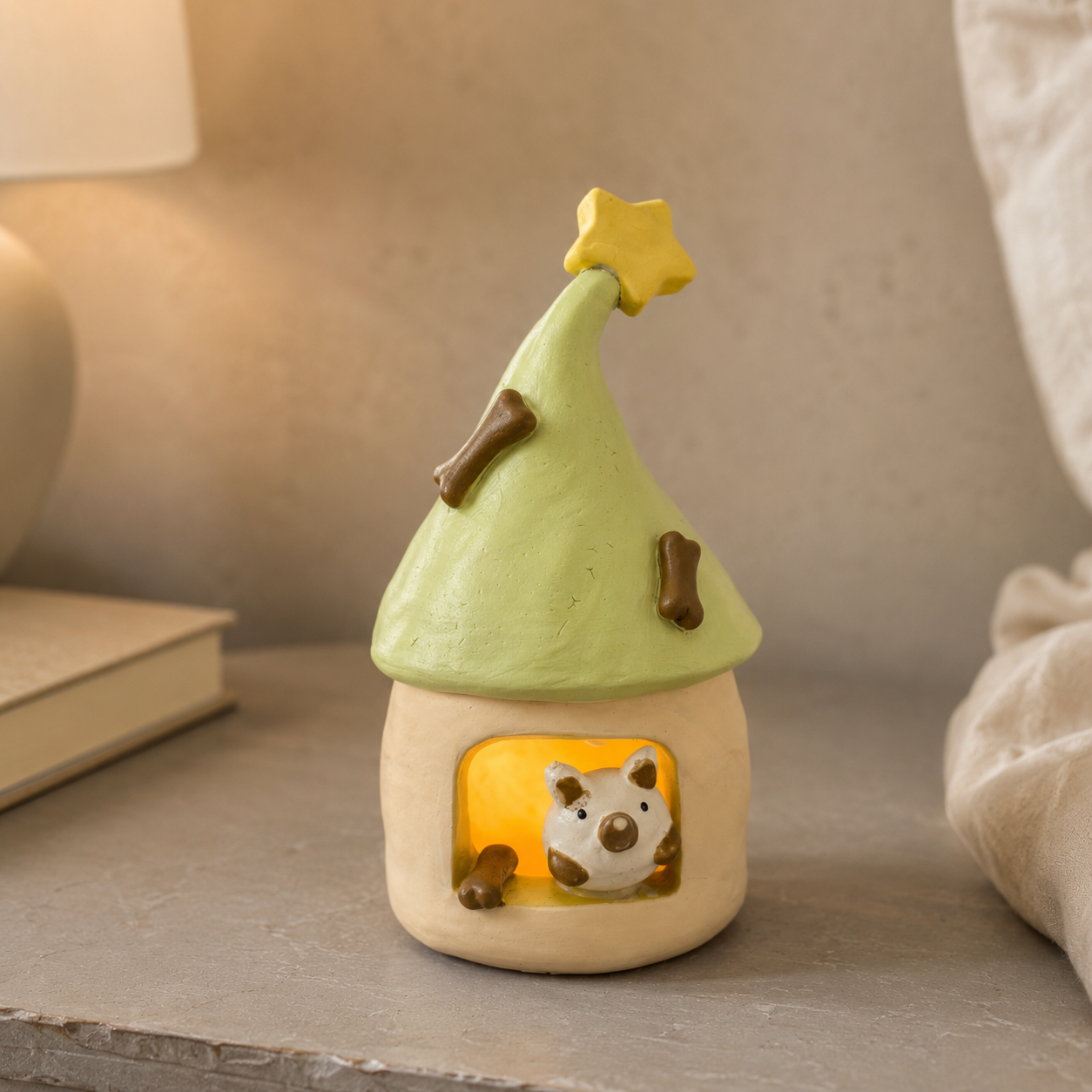 MuMuLush Handmade Cozy Puppy Mushroom Cottage Ceramic Aroma Stone Diffuser MuMuLush