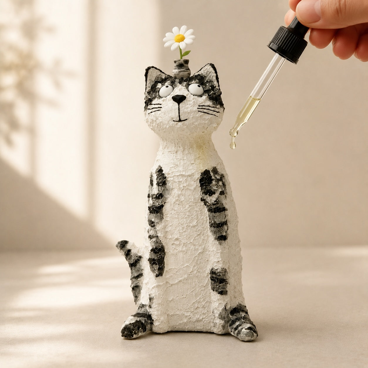 MuMuLush Handmade Tabby Cat Ceramic Aroma Stone Diffuser Vase MuMuLush