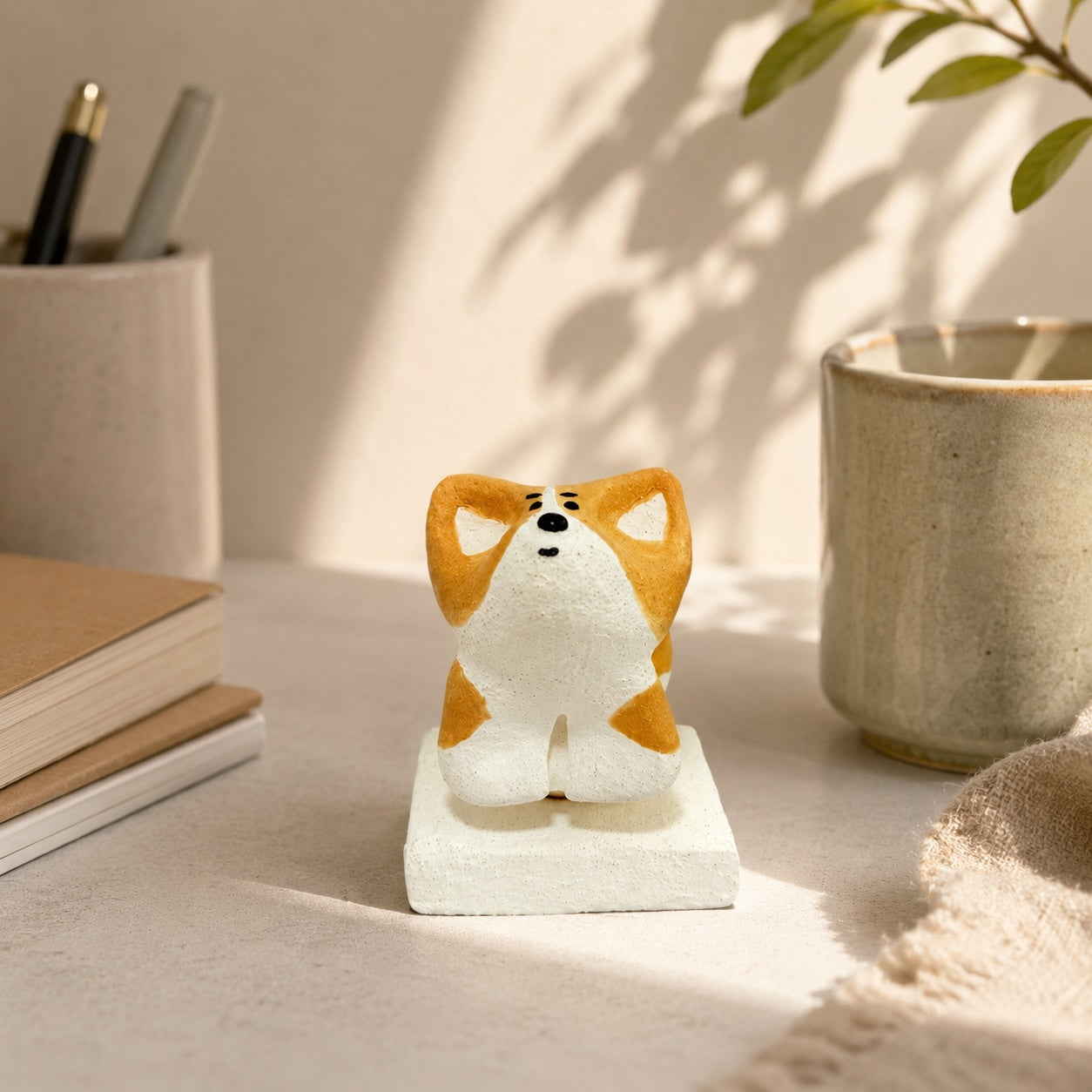 MuMuLush Handmade Spinner Happy Corgi Ceramic Aroma Stone Diffuser MuMuLush