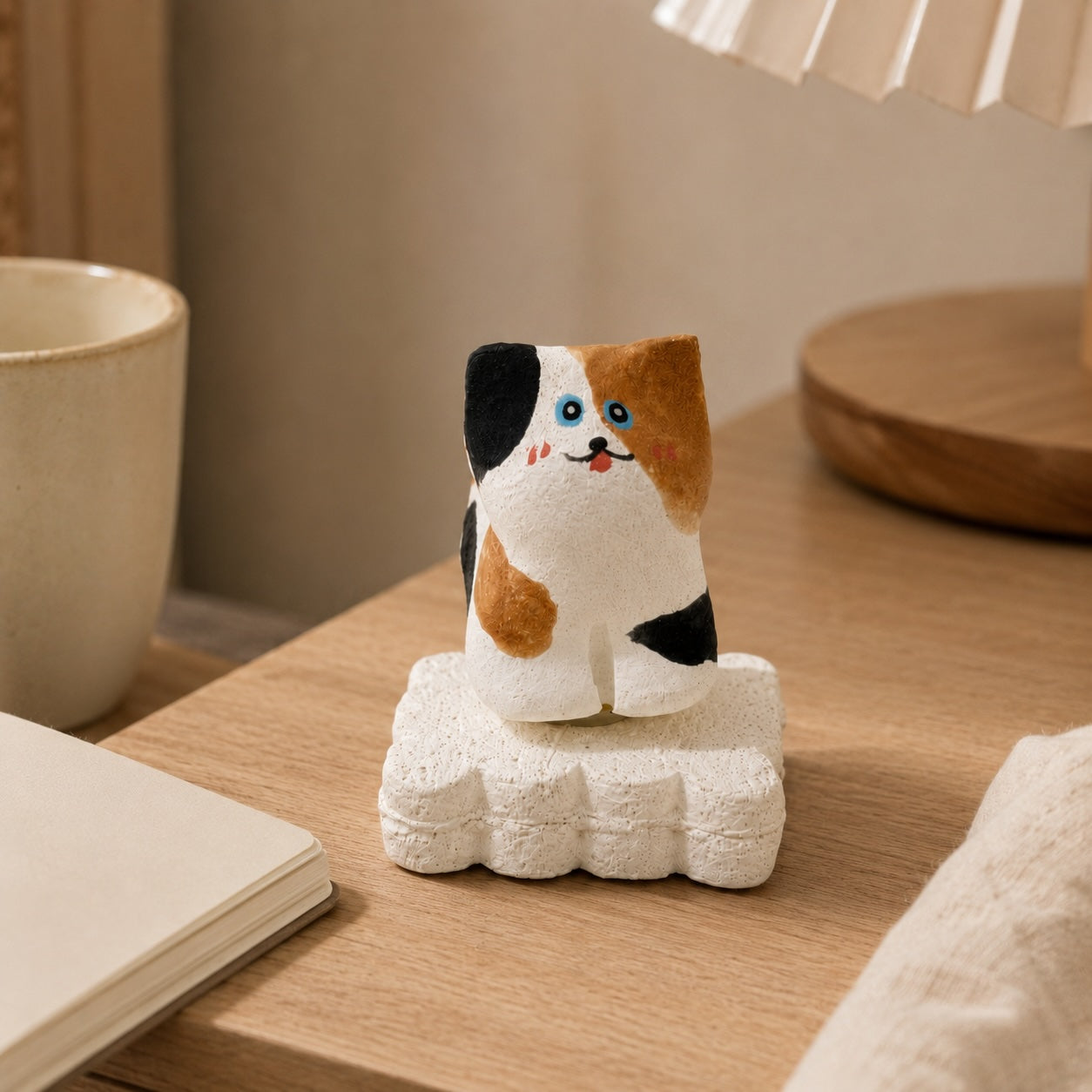 MuMuLush Handmade Spinner Whiskers Calico Cat Ceramic Aroma Stone Diffuser MuMuLush