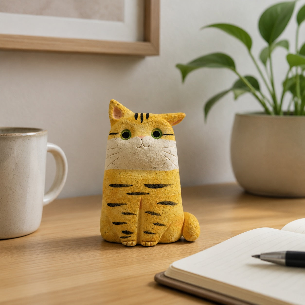 MuMuLush Handmade Sunny Tabby Cat Ceramic Aroma Stone Diffuser MuMuLush