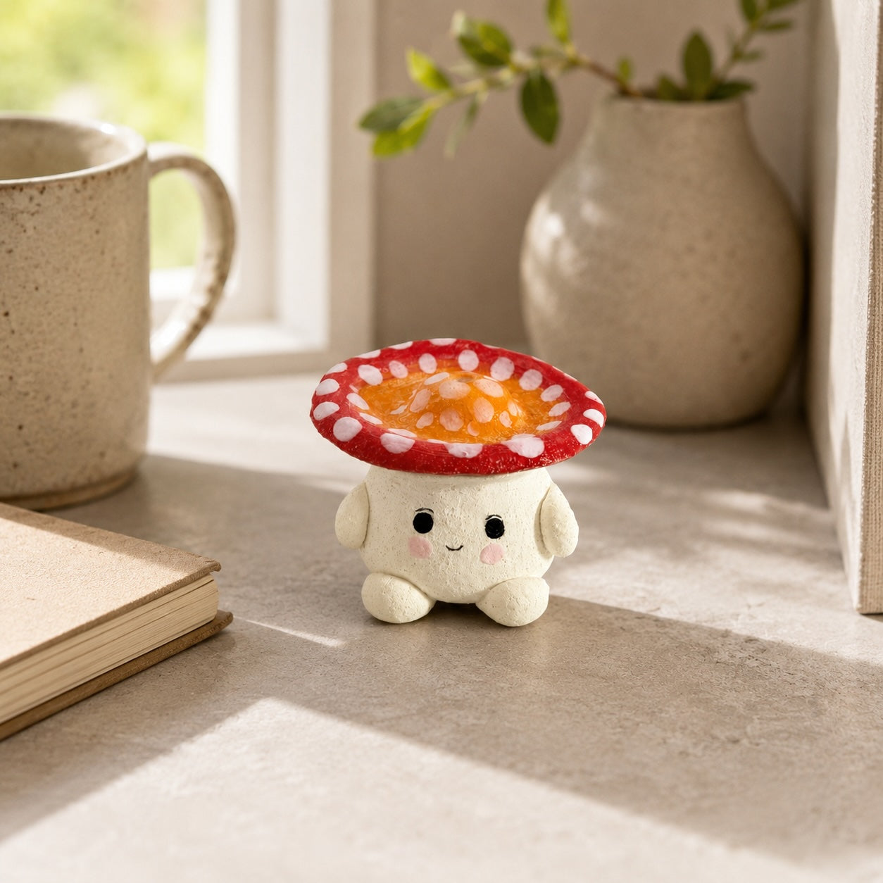 MuMuLush Handmade Sunny Mushroom Sprite Ceramic Aroma Stone Diffuser MuMuLush