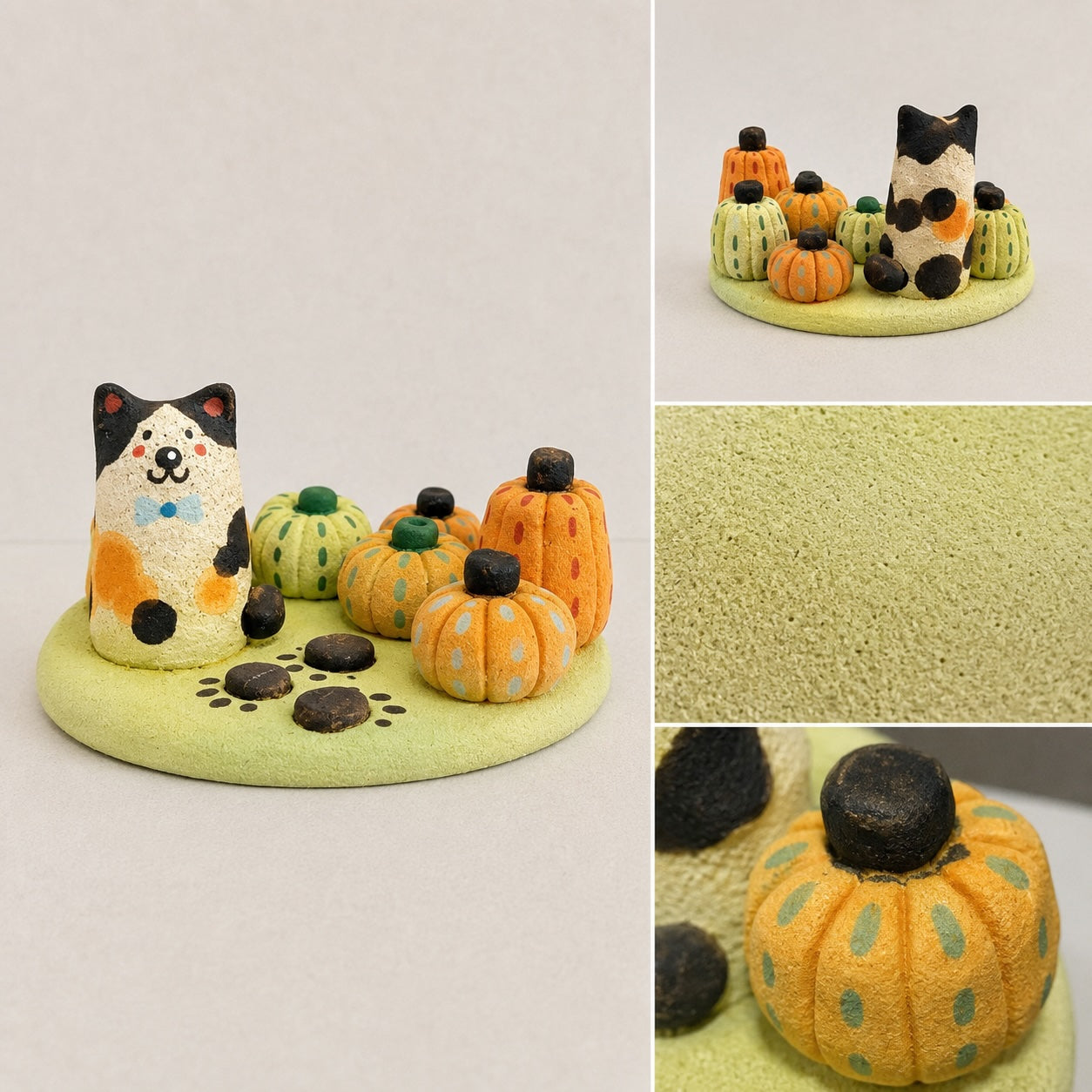 MuMuLush Handmade Calico Cat Pumpkin Patch Ceramic Aroma Stone Diffuser MuMuLush