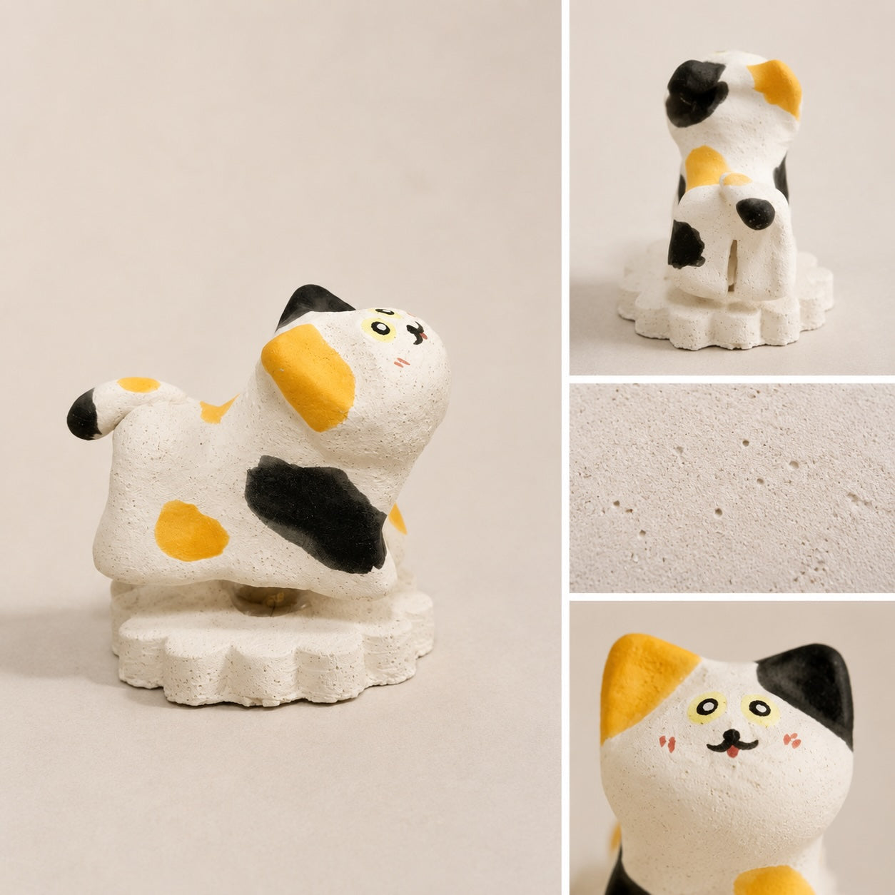 MuMuLush Handmade Spinner Lucky Calico Cat Ceramic Aroma Stone Diffuser MuMuLush
