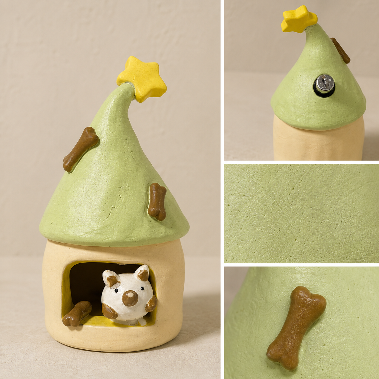 MuMuLush Handmade Cozy Puppy Mushroom Cottage Ceramic Aroma Stone Diffuser MuMuLush