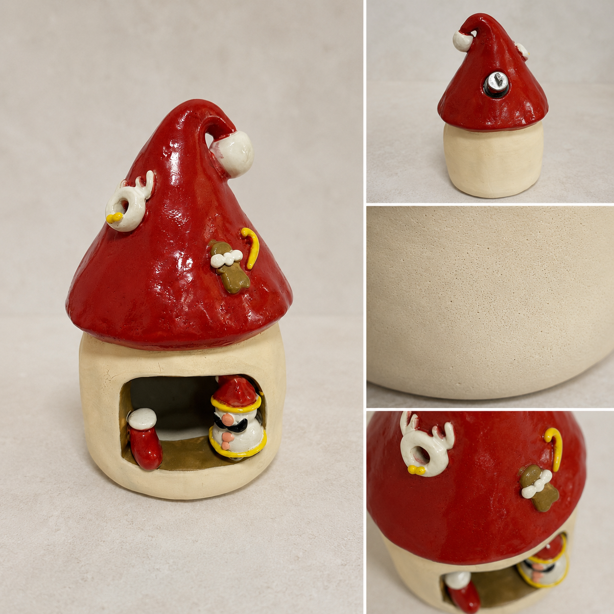 MuMuLush Handmade Christmas Snowman Mushroom Cottage Ceramic Aroma Stone Diffuser MuMuLush