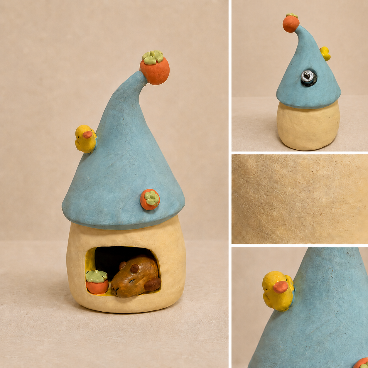 MuMuLush Handmade Cozy Capybara Mushroom Cottage Ceramic Aroma Stone Diffuser MuMuLush