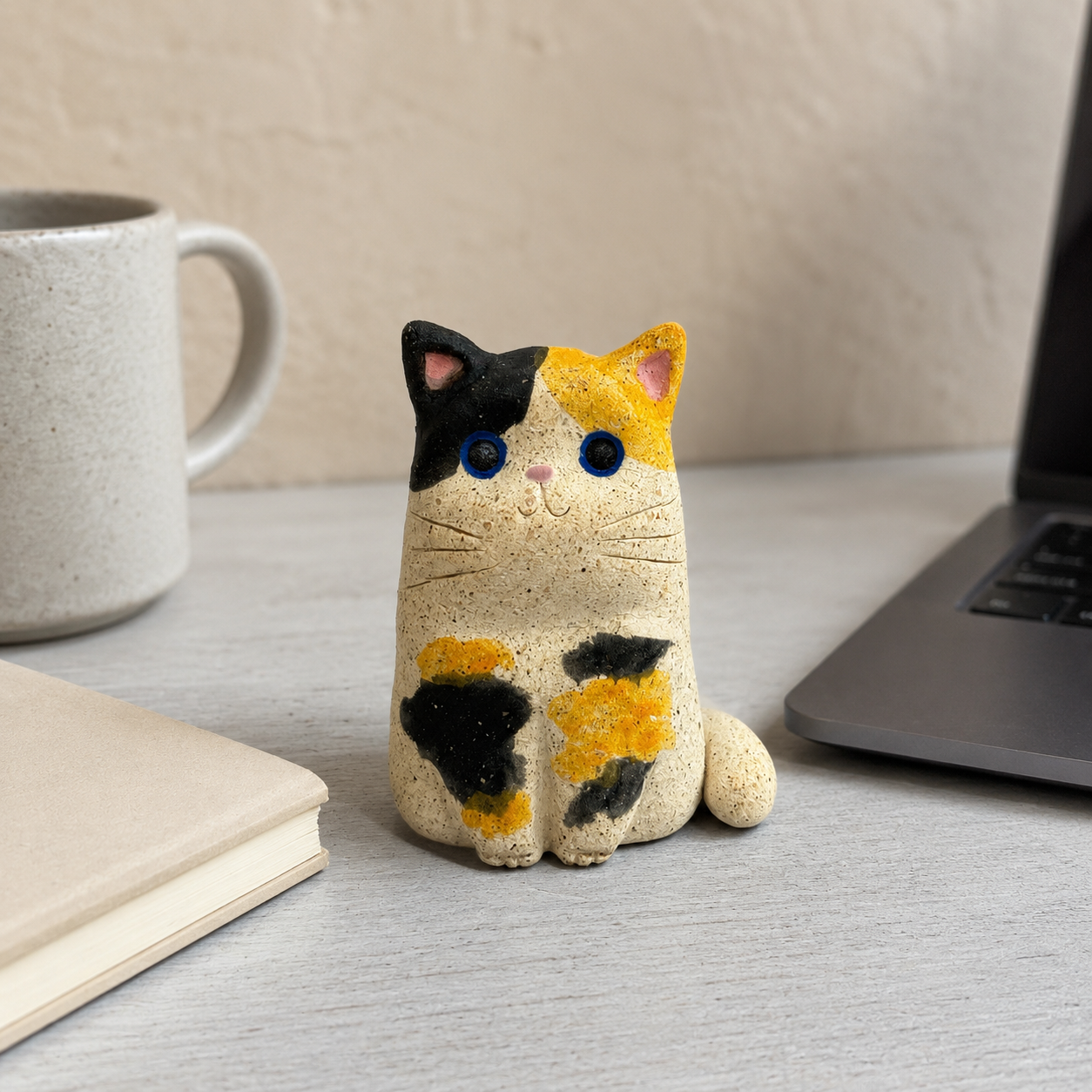 MuMuLush Handmade Sweet Calico Cat Ceramic Aroma Stone Diffuser MuMuLush
