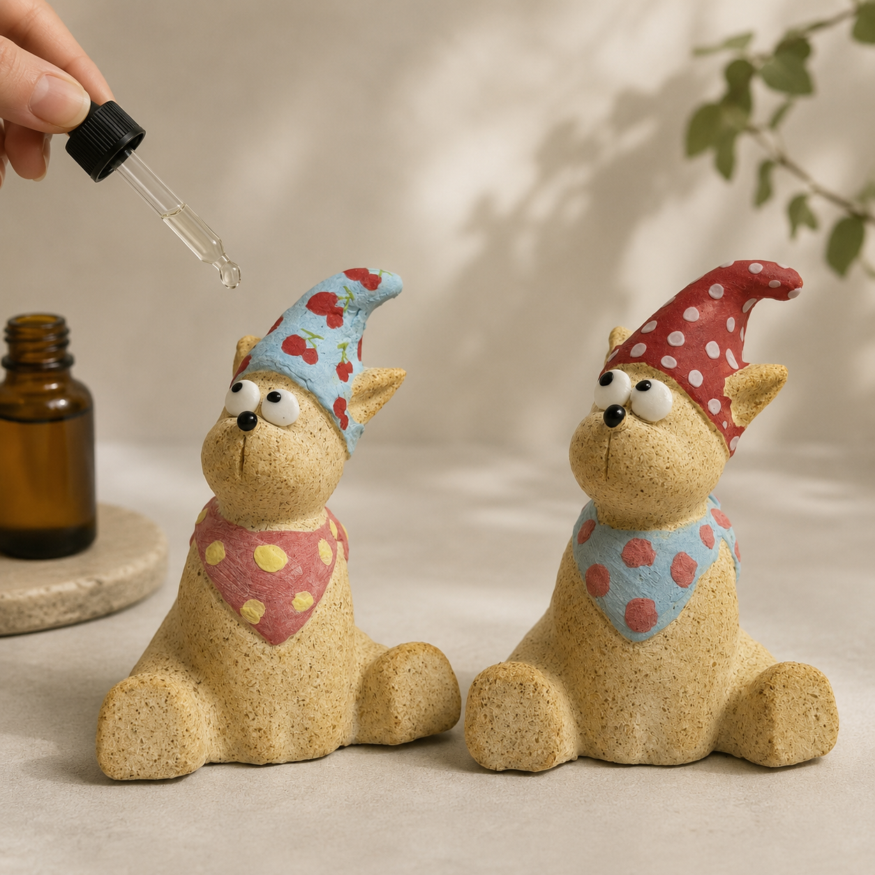 MuMuLush Handmade Whimsical Hat Cat Ceramic Aroma Stone Diffuser MuMuLush