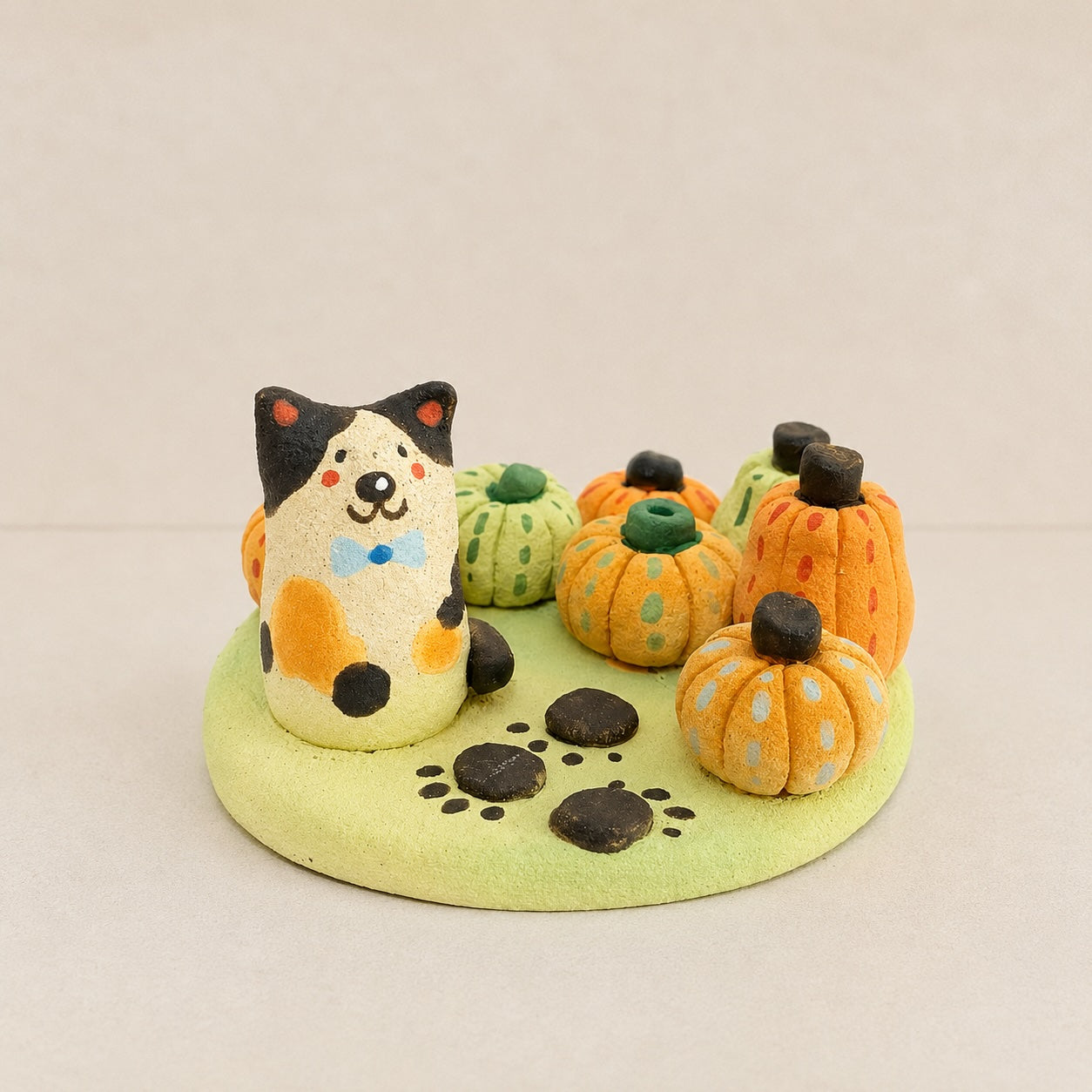 MuMuLush Handmade Calico Cat Pumpkin Patch Ceramic Aroma Stone Diffuser MuMuLush