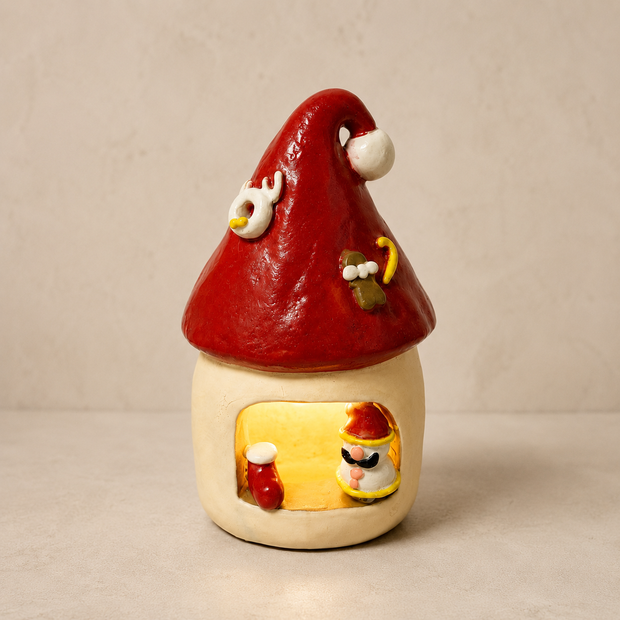 MuMuLush Handmade Christmas Snowman Mushroom Cottage Ceramic Aroma Stone Diffuser MuMuLush