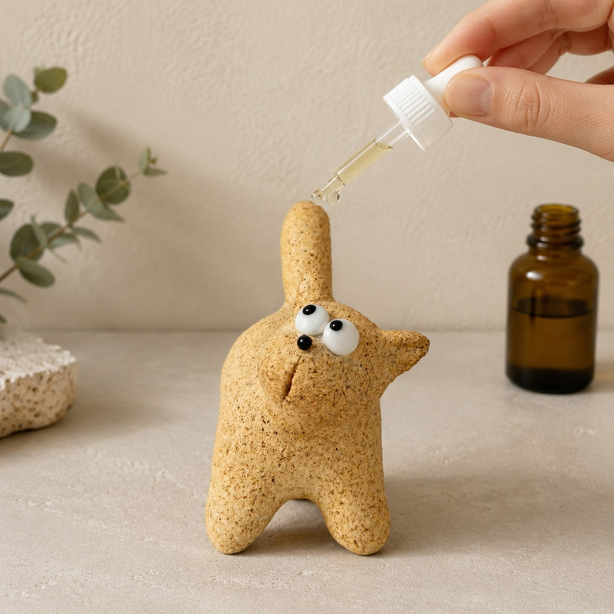 MuMuLush Handmade Bare Cat Ceramic Aroma Stone Diffuser MuMuLush