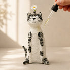 MuMuLush Handmade Tabby Cat Ceramic Aroma Stone Diffuser Vase MuMuLush