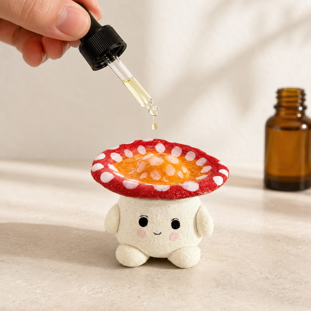 MuMuLush Handmade Sunny Mushroom Sprite Ceramic Aroma Stone Diffuser MuMuLush