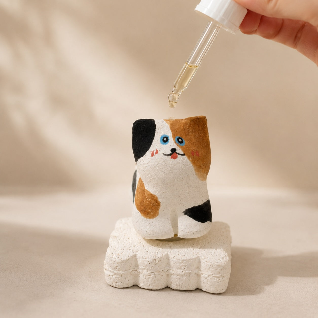 MuMuLush Handmade Spinner Whiskers Calico Cat Ceramic Aroma Stone Diffuser MuMuLush