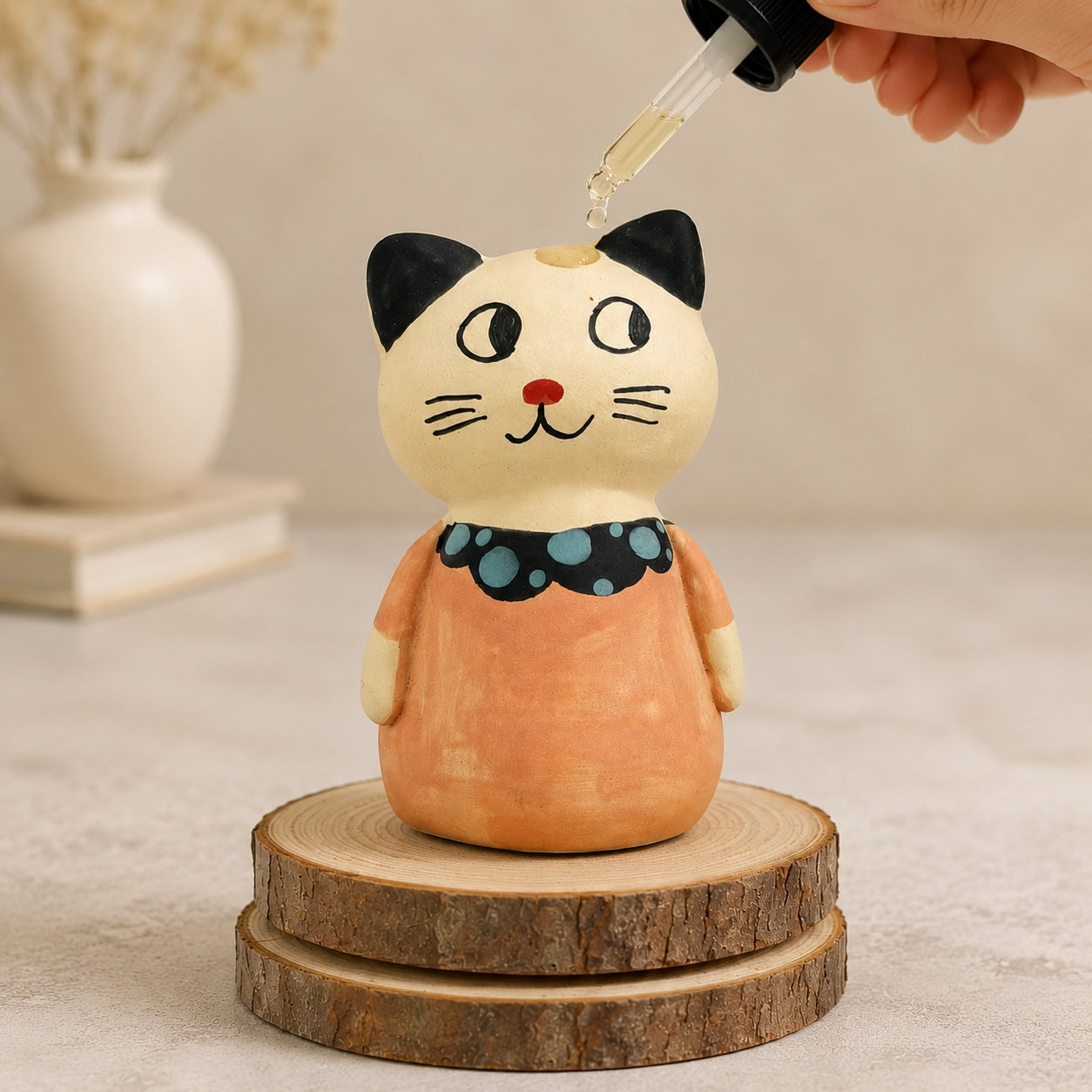 MuMuLush Handmade Spinner Sweetheart Cat Ceramic Aroma Stone Diffuser MuMuLush