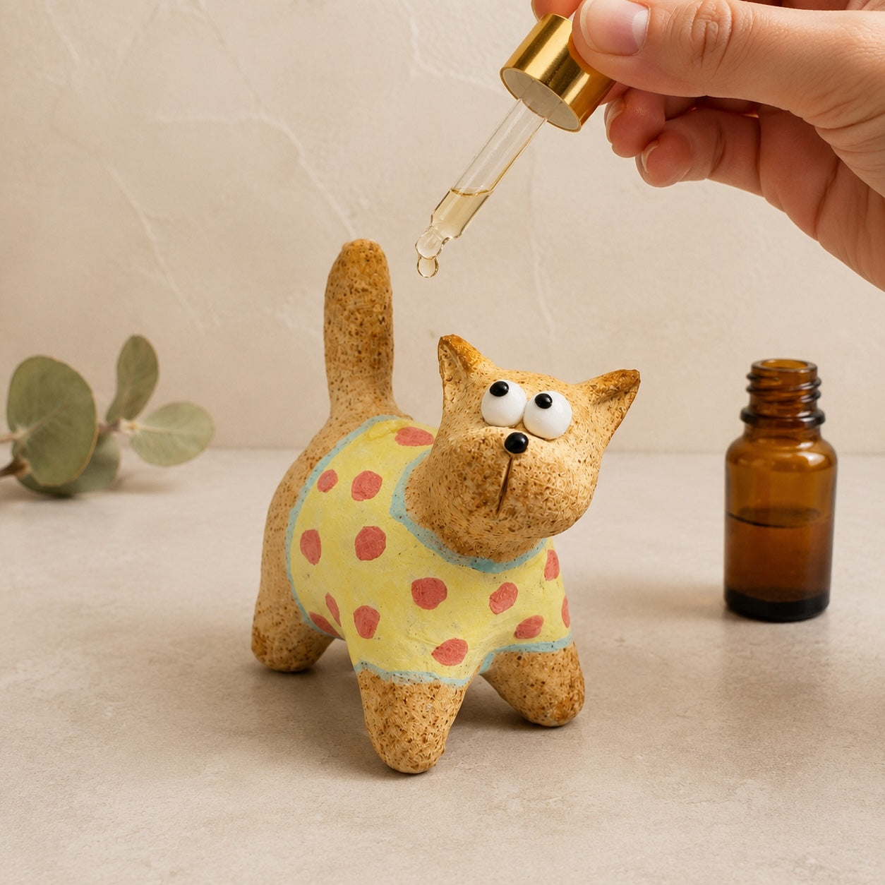 MuMuLush Handmade Speckled Clay Cat Ceramic Aroma Stone Diffuser MuMuLush