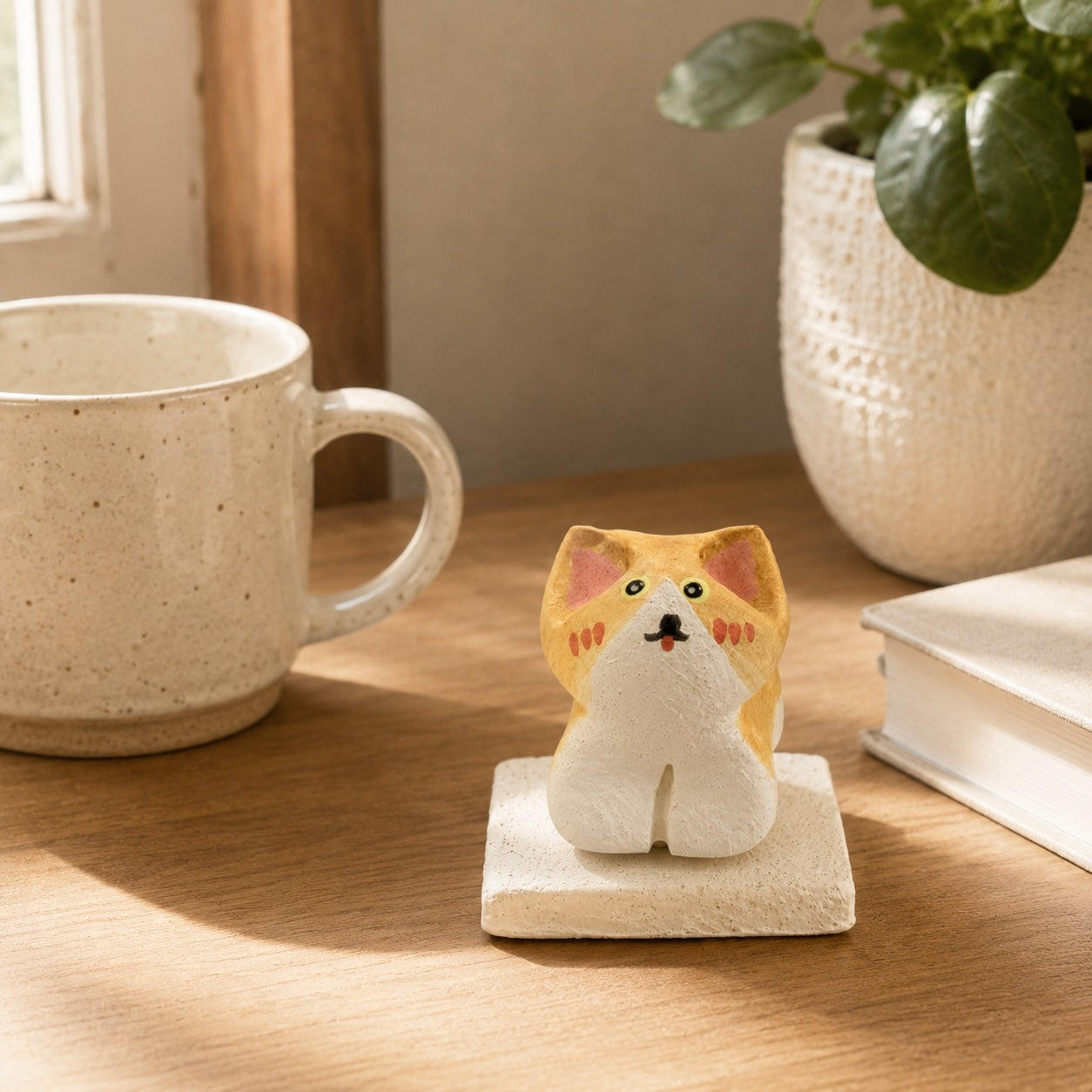 MuMuLush Handmade Spinner Marmalade Cat Ceramic Aroma Stone Diffuser MuMuLush