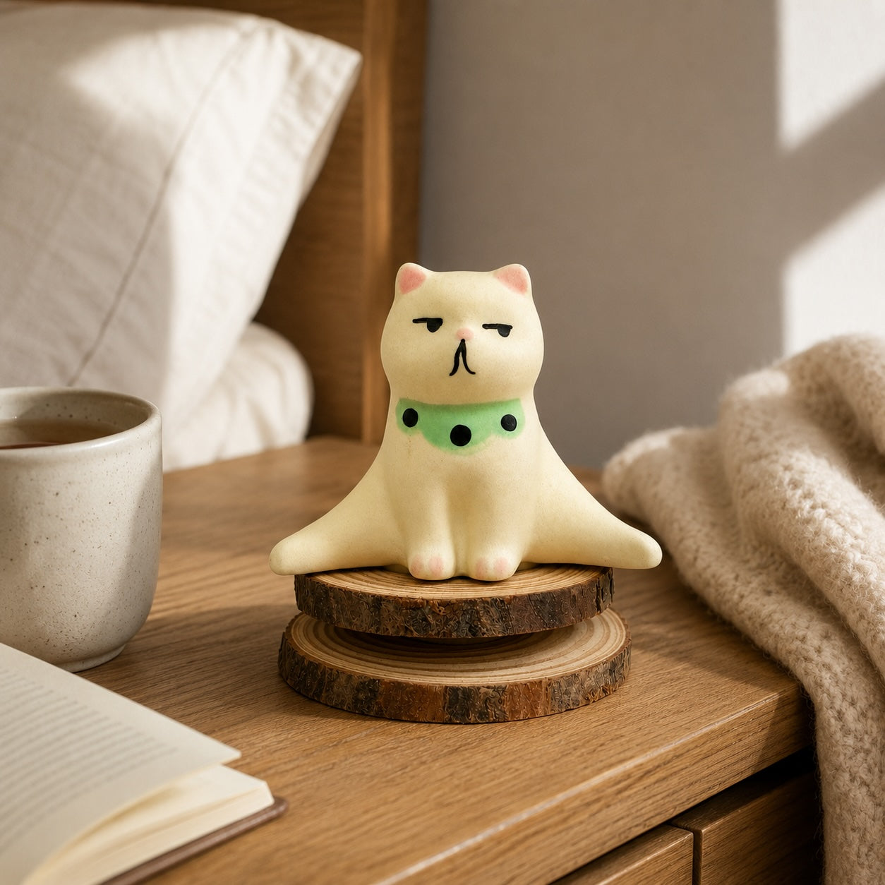MuMuLush Handmade Spinner Sleepy Cat Ceramic Aroma Stone Diffuser MuMuLush