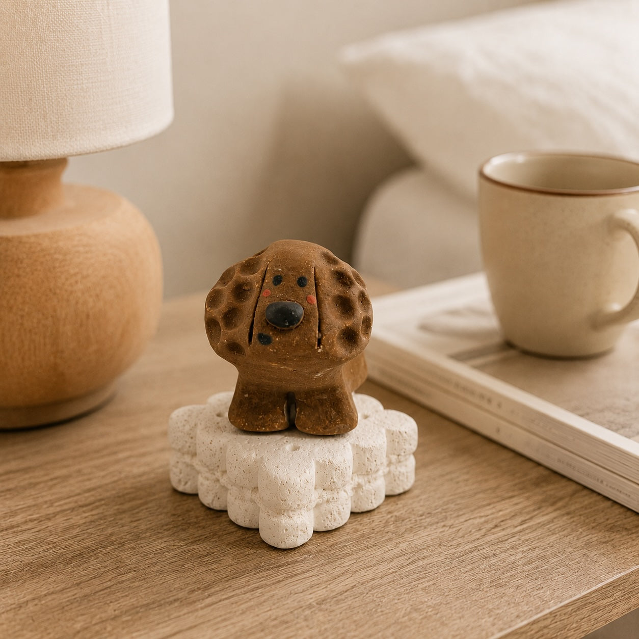 MuMuLush Handmade Spinner Golden Buddy Pup Ceramic Aroma Stone Diffuser MuMuLush