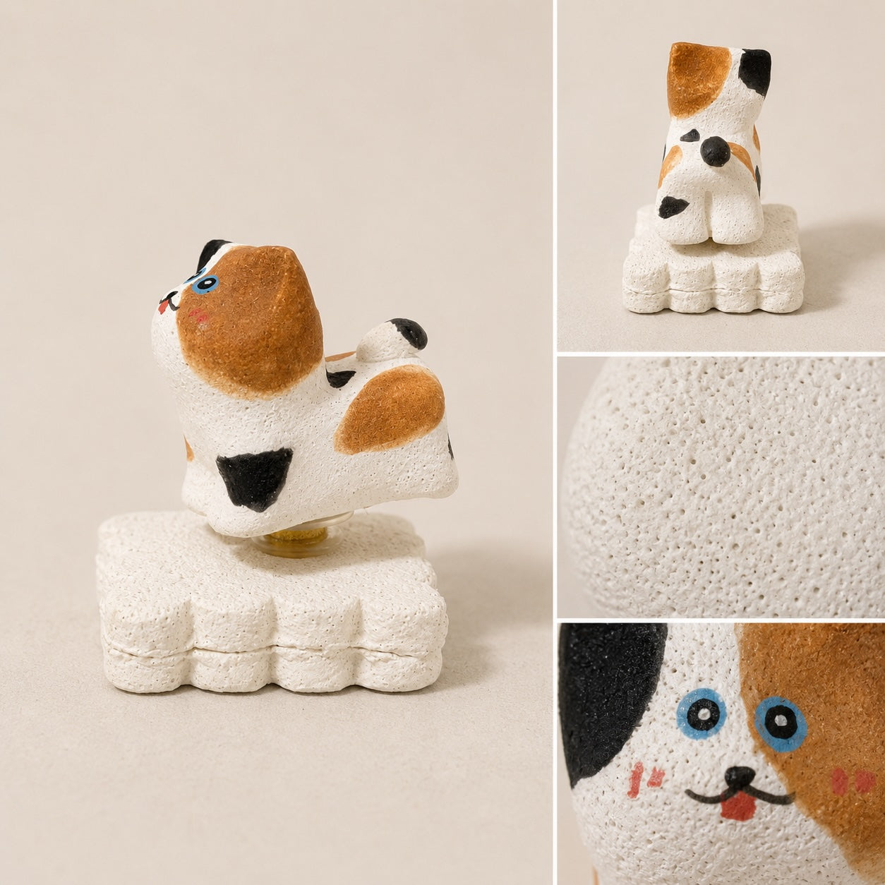 MuMuLush Handmade Spinner Whiskers Calico Cat Ceramic Aroma Stone Diffuser MuMuLush