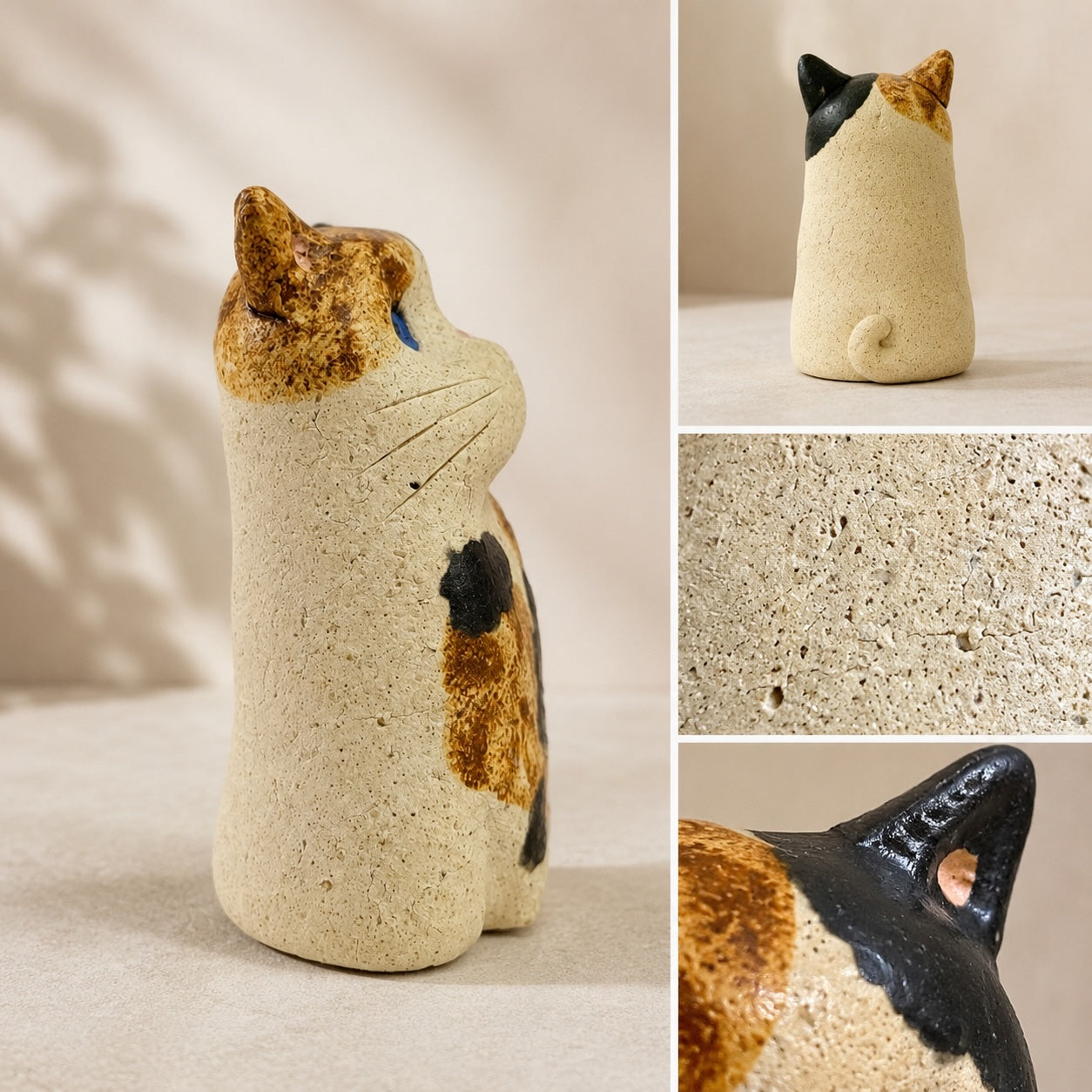 MuMuLush Handmade Lucky Calico Cat Ceramic Aroma Stone Diffuser MuMuLush